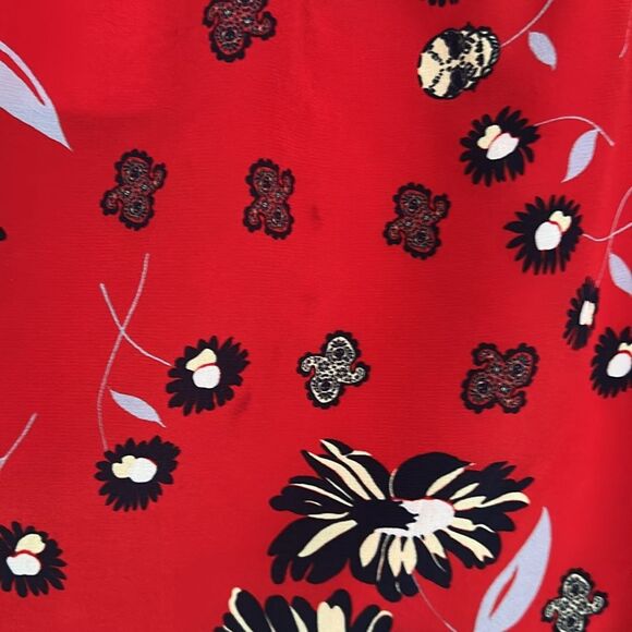 Zadig & Voltaire Joslin Daisy Red Silk Floral Skirt Size 40EU/8US Lace Trim Boho - Picture 7 of 13